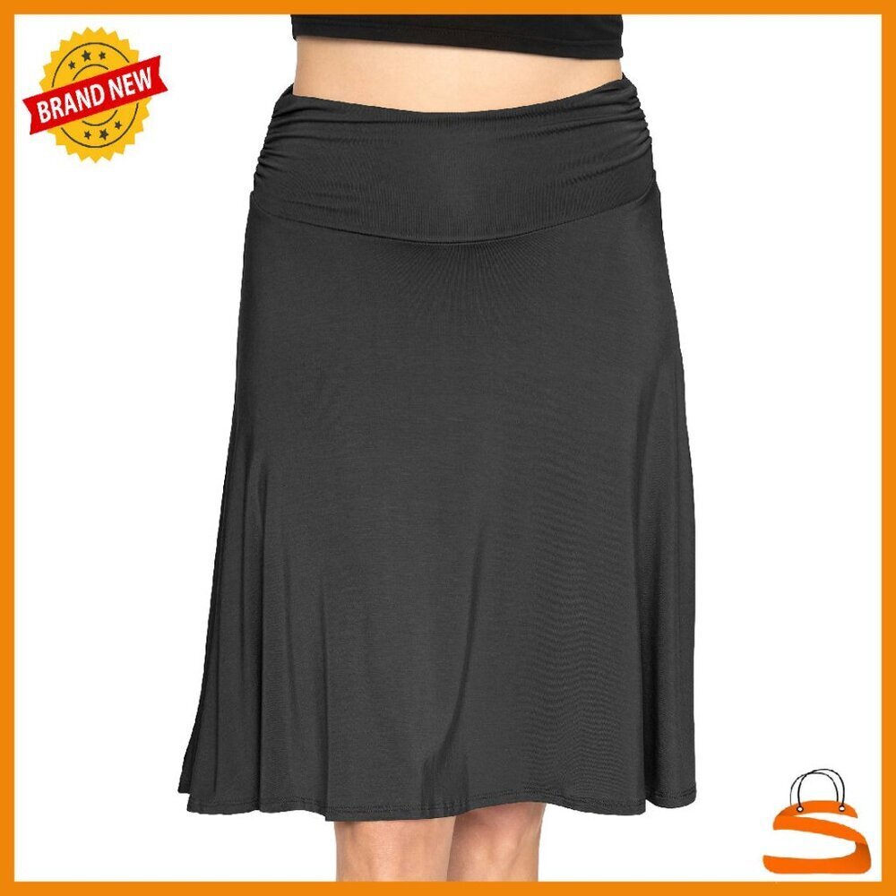 Knee Ankle Length Ruched Waist Flowy Skirt Soft Lightweight S-5X